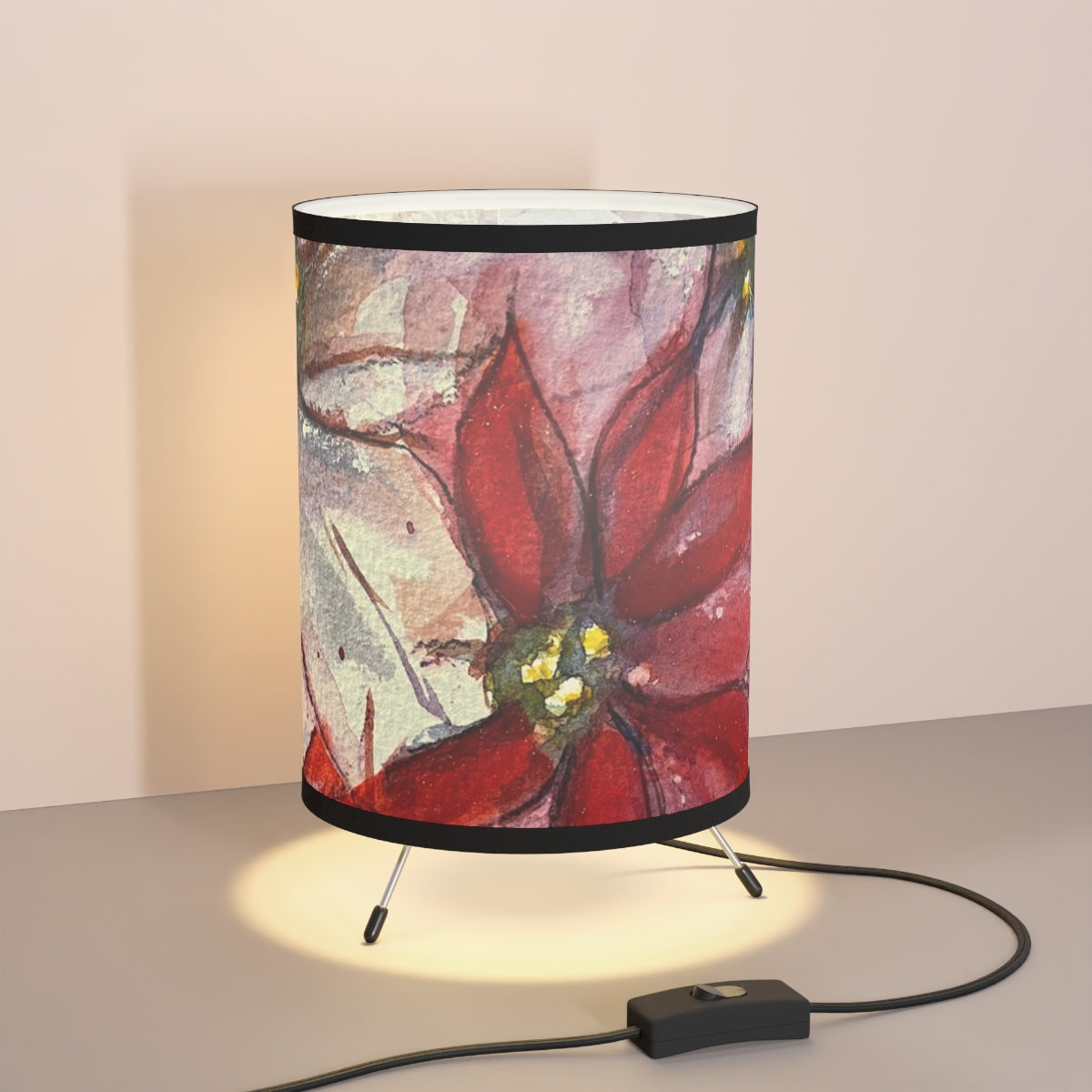 Poinsettias Tripod Lamp