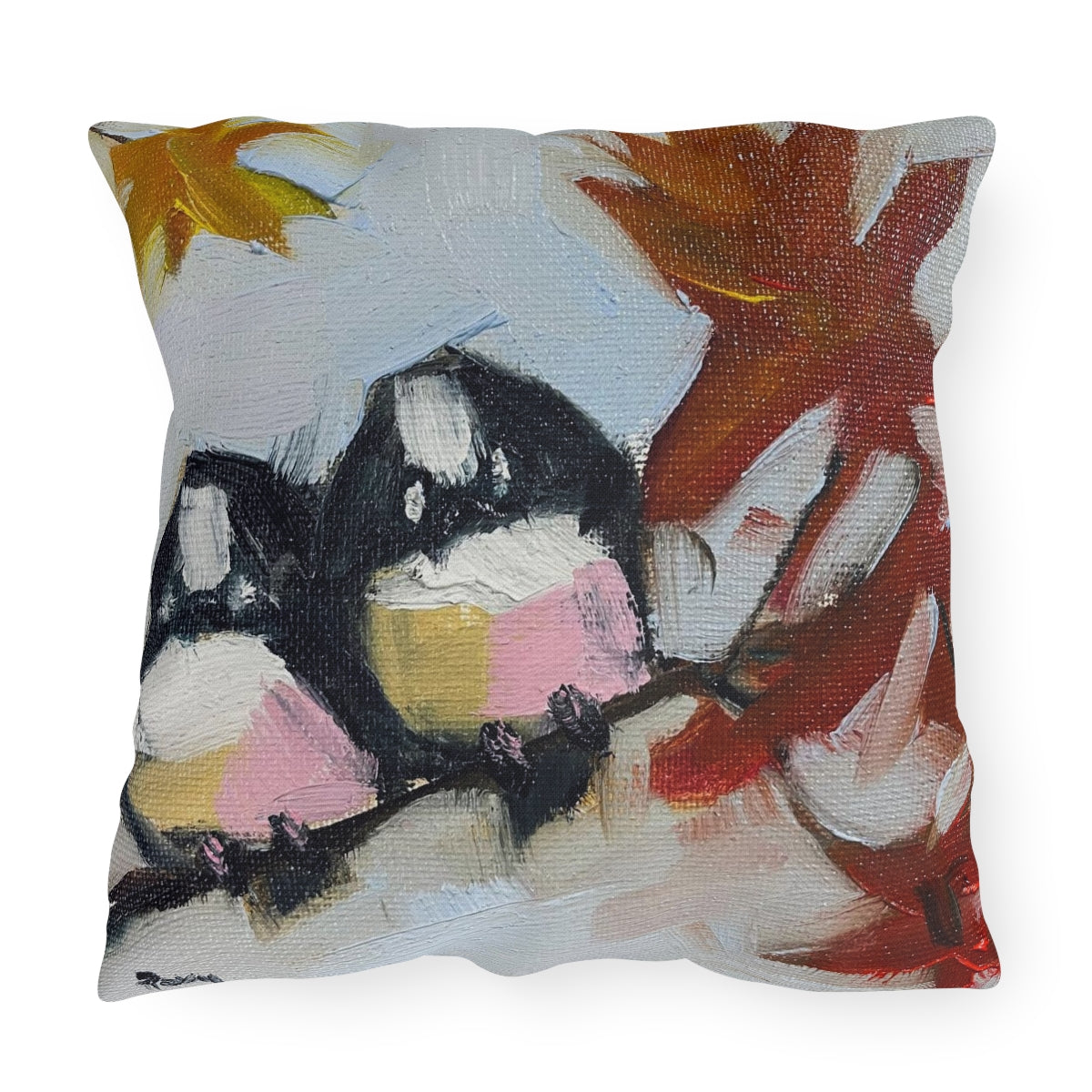 Chickadees in a Maple Tree Outdoor Pillows