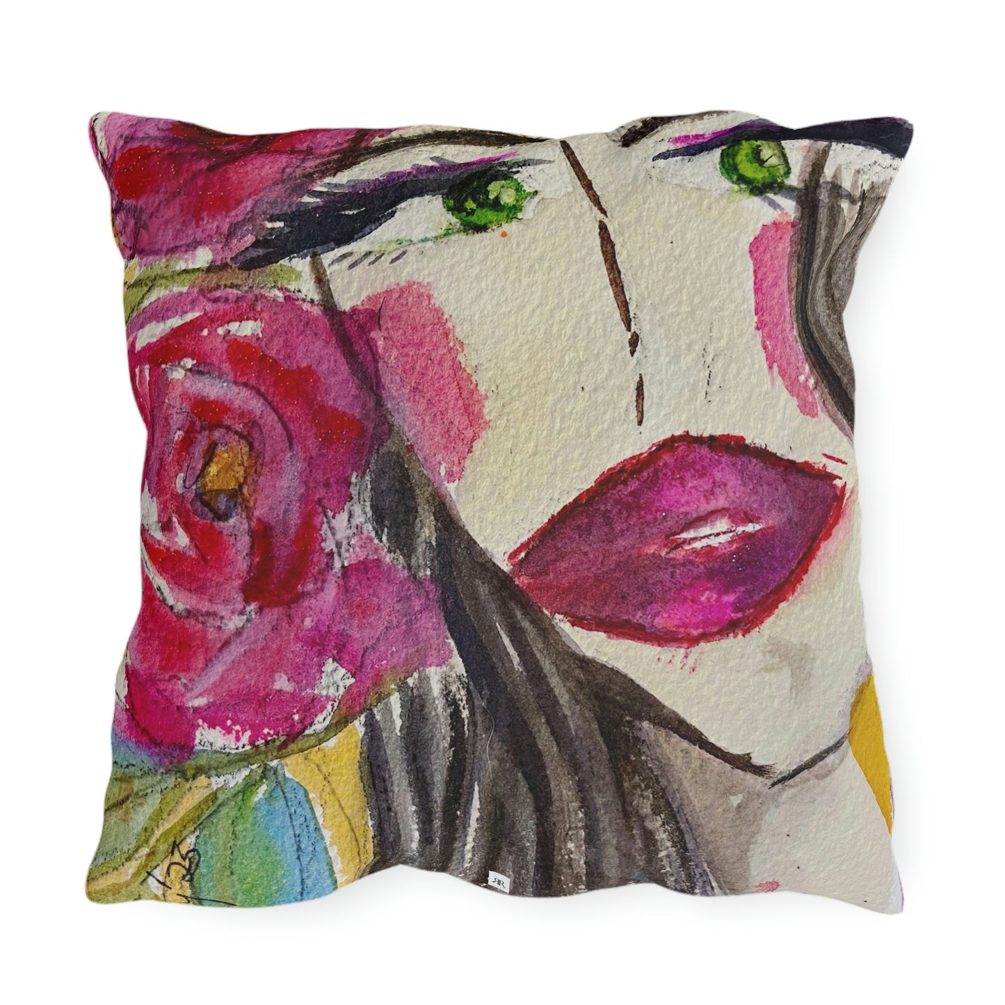 Pretty Brunette "Uh-huh"  Outdoor Pillows