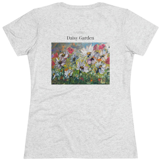 Daisy Garden (imagen en la parte posterior) Camiseta Triblend Tee ajustada para mujer