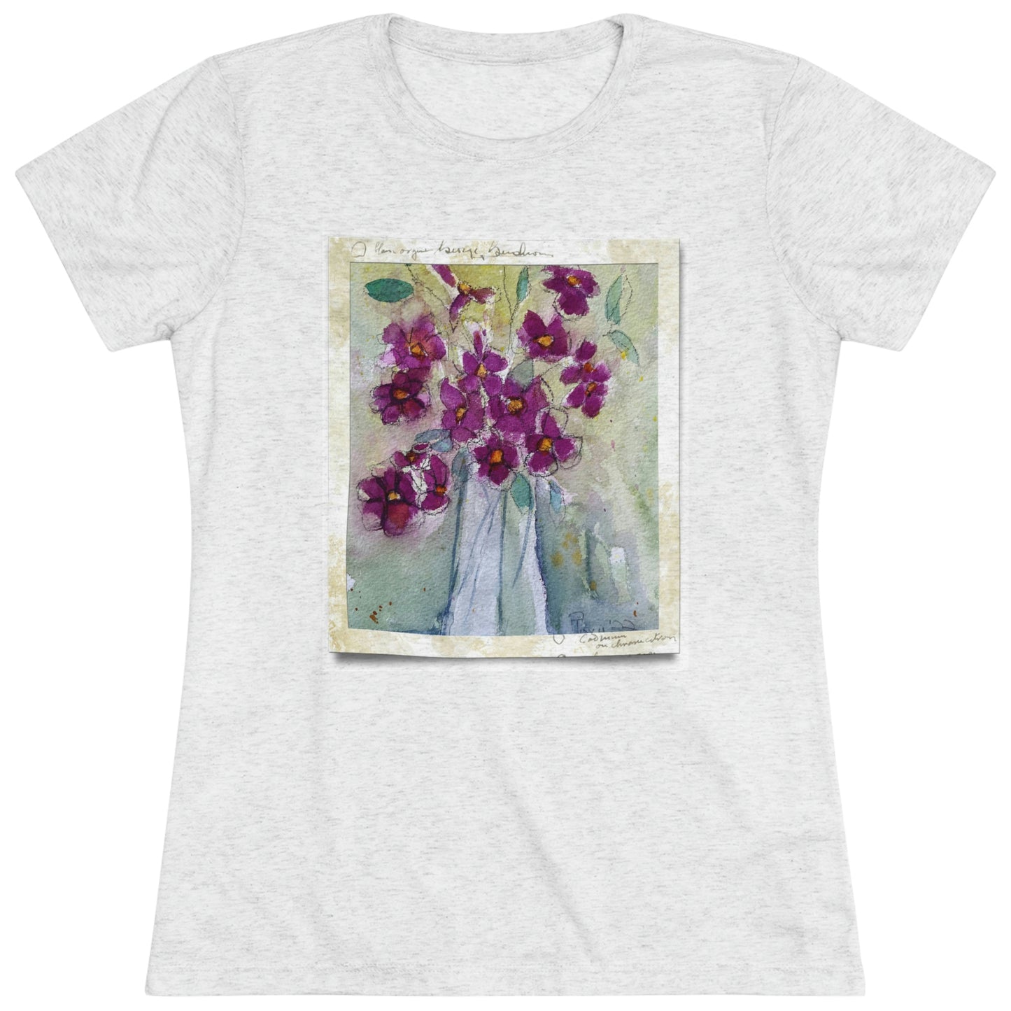 Pink Wildflowers Women's fitted Triblend Tee  tee shirt