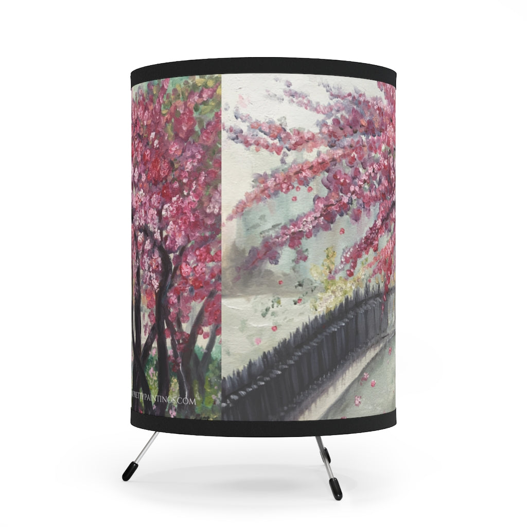 April in Paris Cherry Blossoms Tripod Lamp