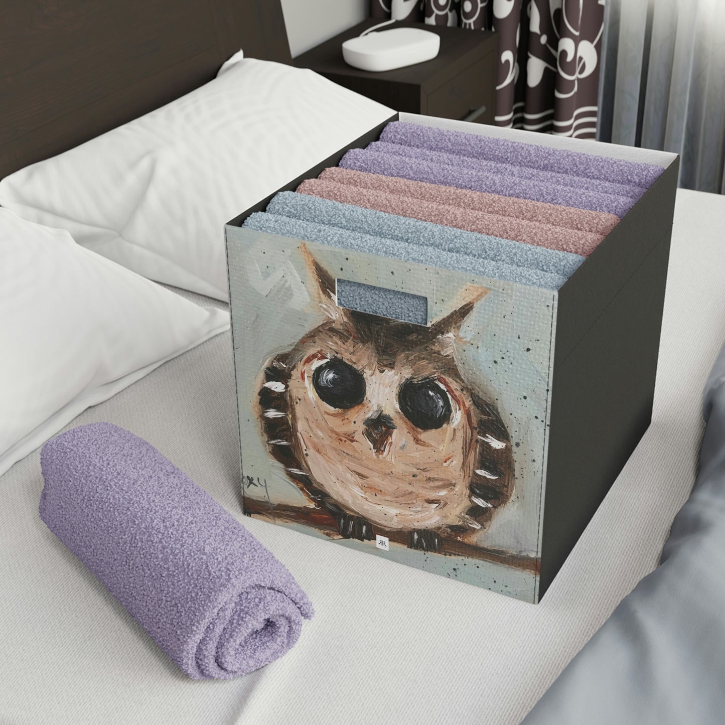 Boîte de rangement en feutre bébé hibou