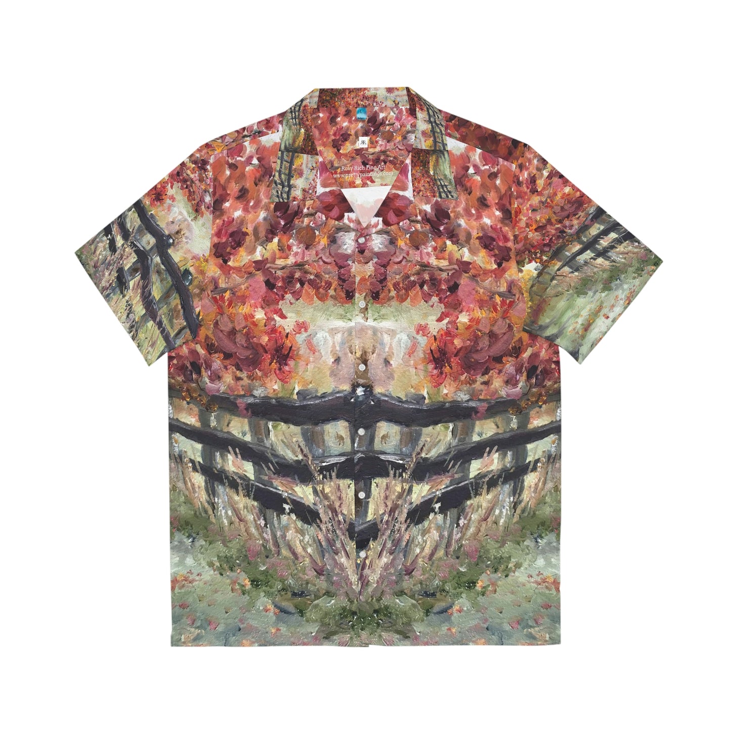 The Rickety Fence Original Oil Landscape Painting Men's Hawaiian Shirt