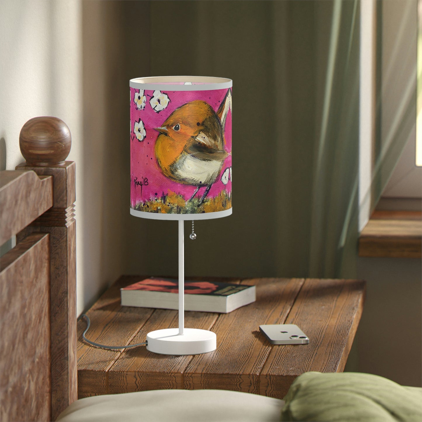 Whimsical Wren Pink Lamp on a Stand, US|CA plug