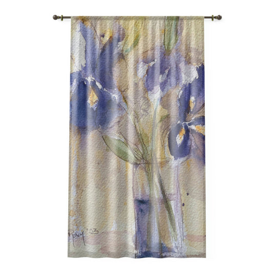 Purple Irises 84 x 50 inch Sheer Window Curtain