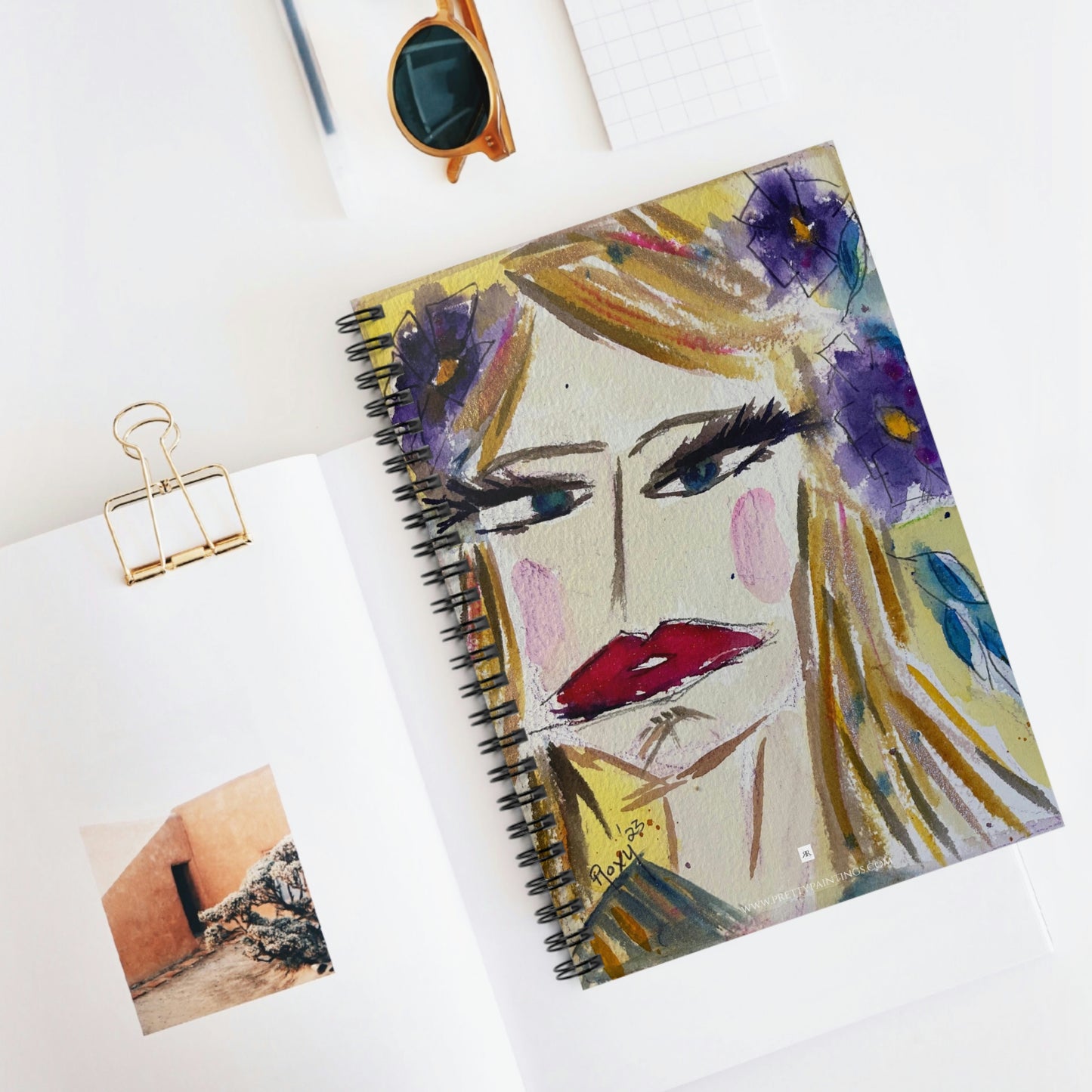 Blonde with Purple Cosmos "Whateverr "  Spiral Notebook