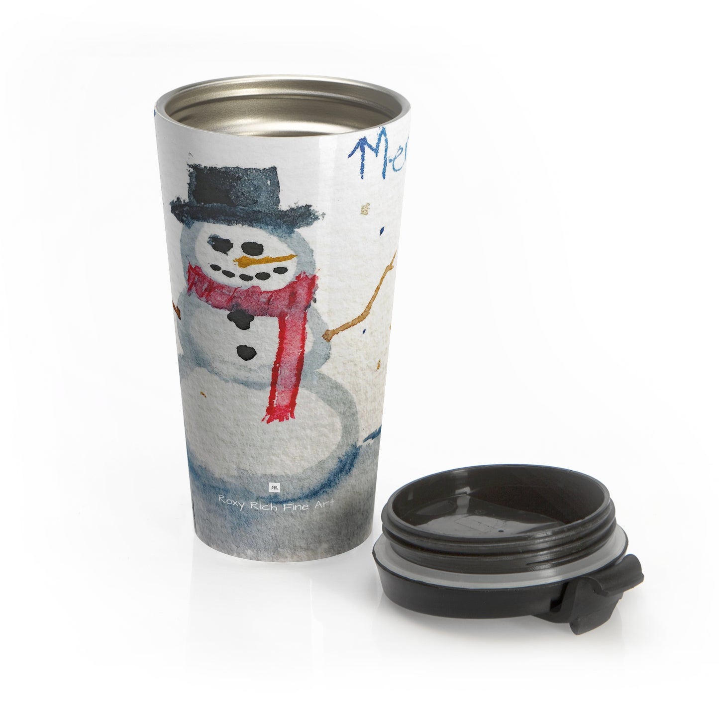 Merry Snowman Stainless Steel Travel Mug