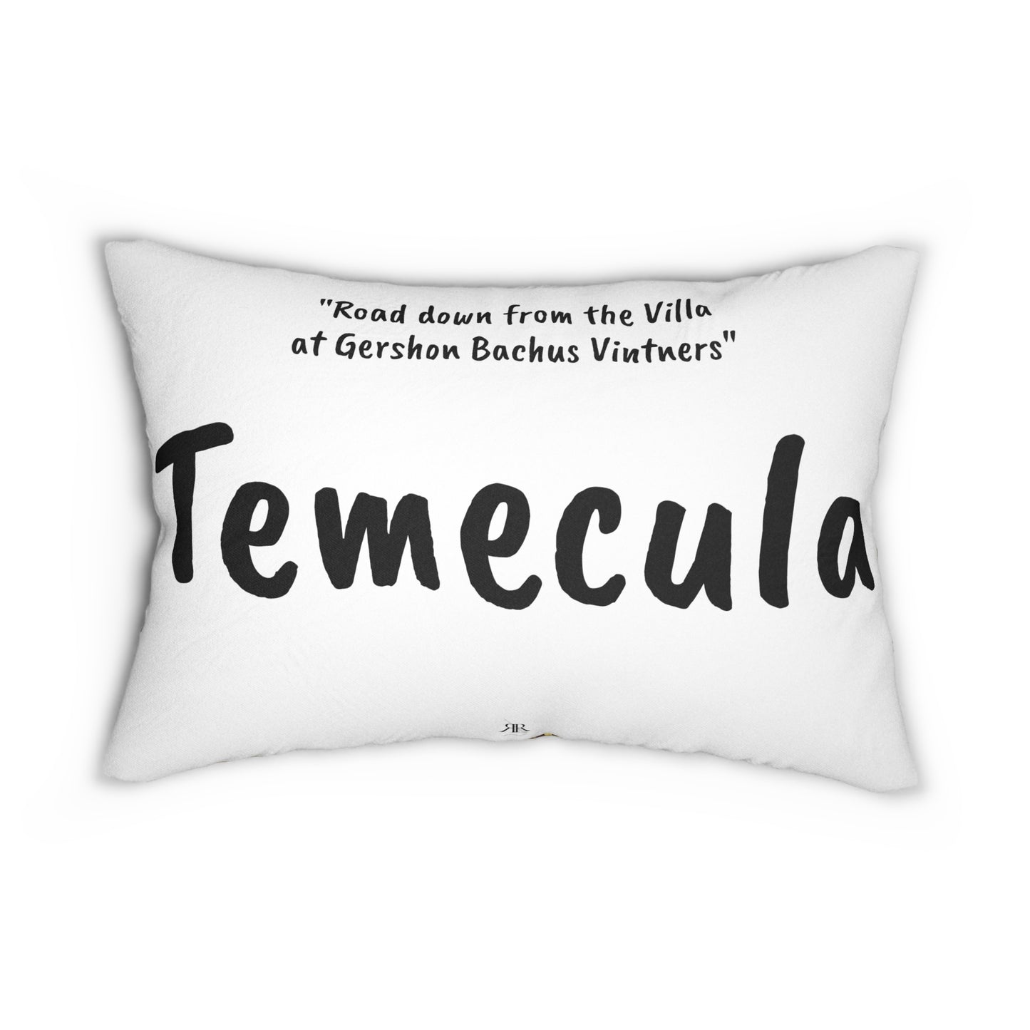 Temecula Lumbar Pillow featuring "Road down from the Villa at Gershon Bachus Vintners" painting and "Temecula"