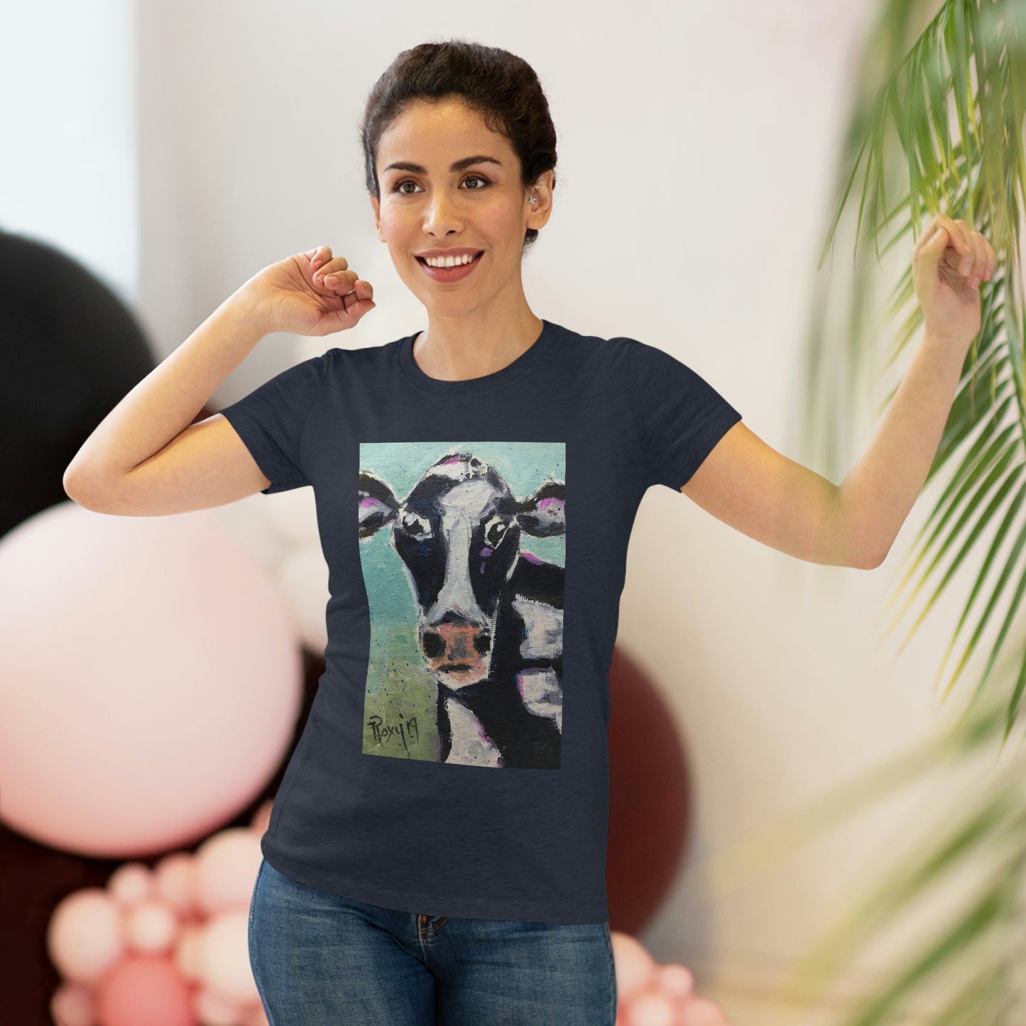 Edna Cow Tee-shirt Triblend Tee ajusté pour femmes