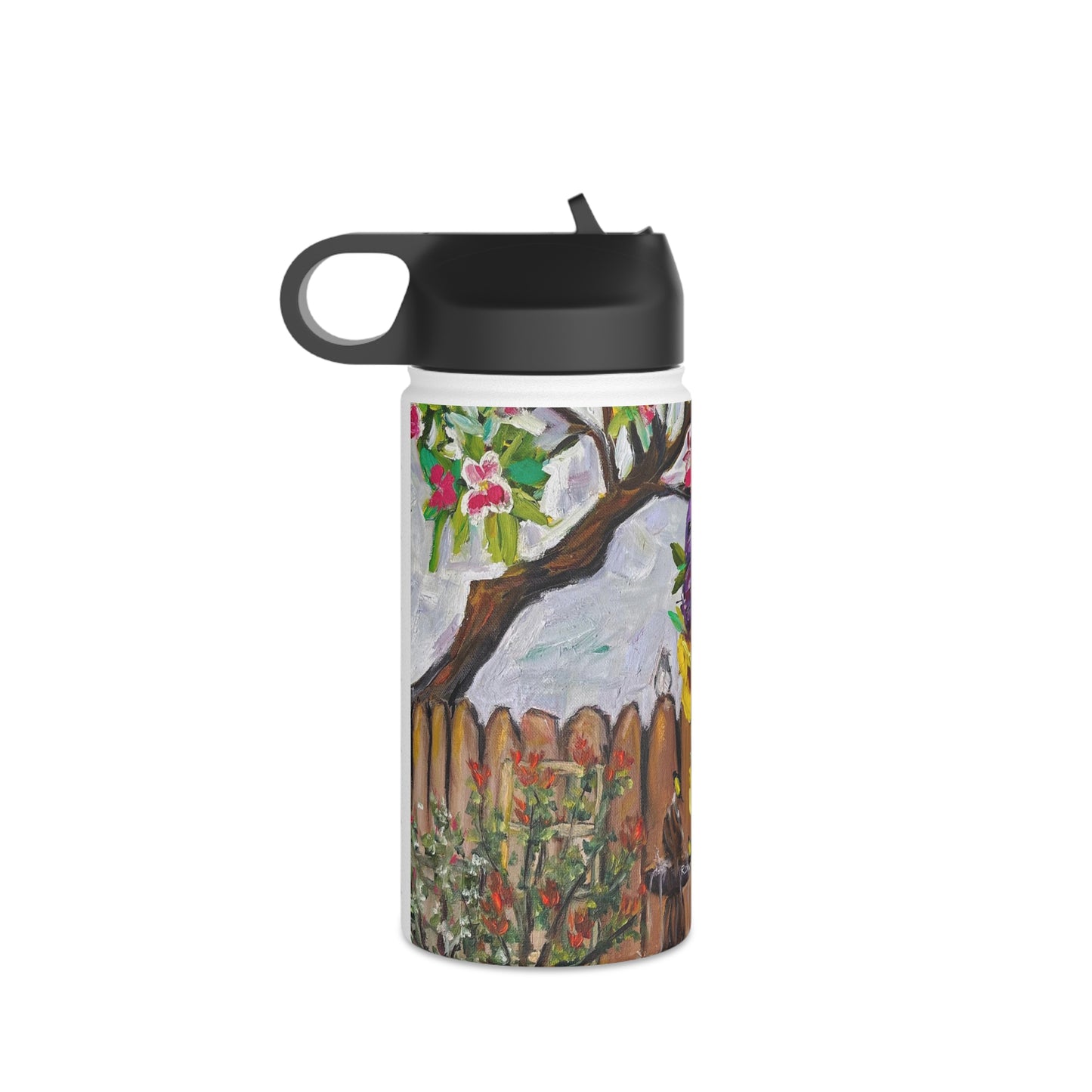 Birds and Blossoms Stainless Steel Water Bottle, Standard Lid