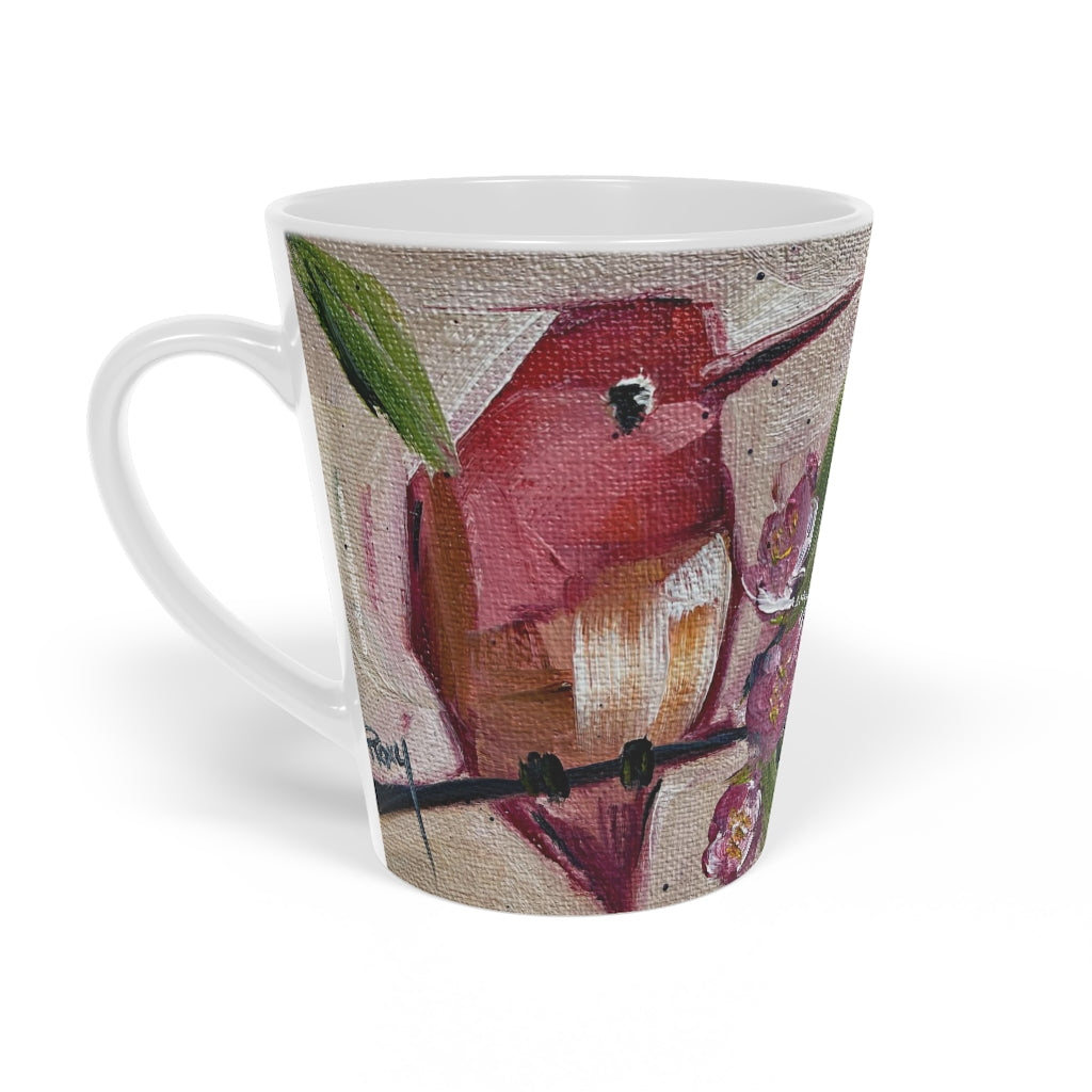 Taza de café con leche de colibrí rosa, 12 oz