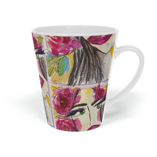 Tasse à latte Brunette aux roses « Uh-huh », 12 oz