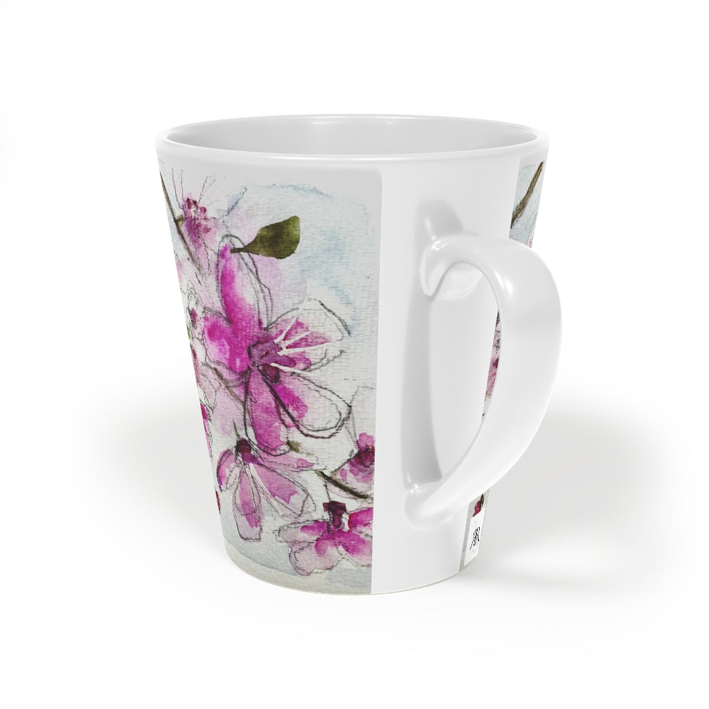 Tasse à latte en fleurs de cerisier roses moelleuses, 12 oz
