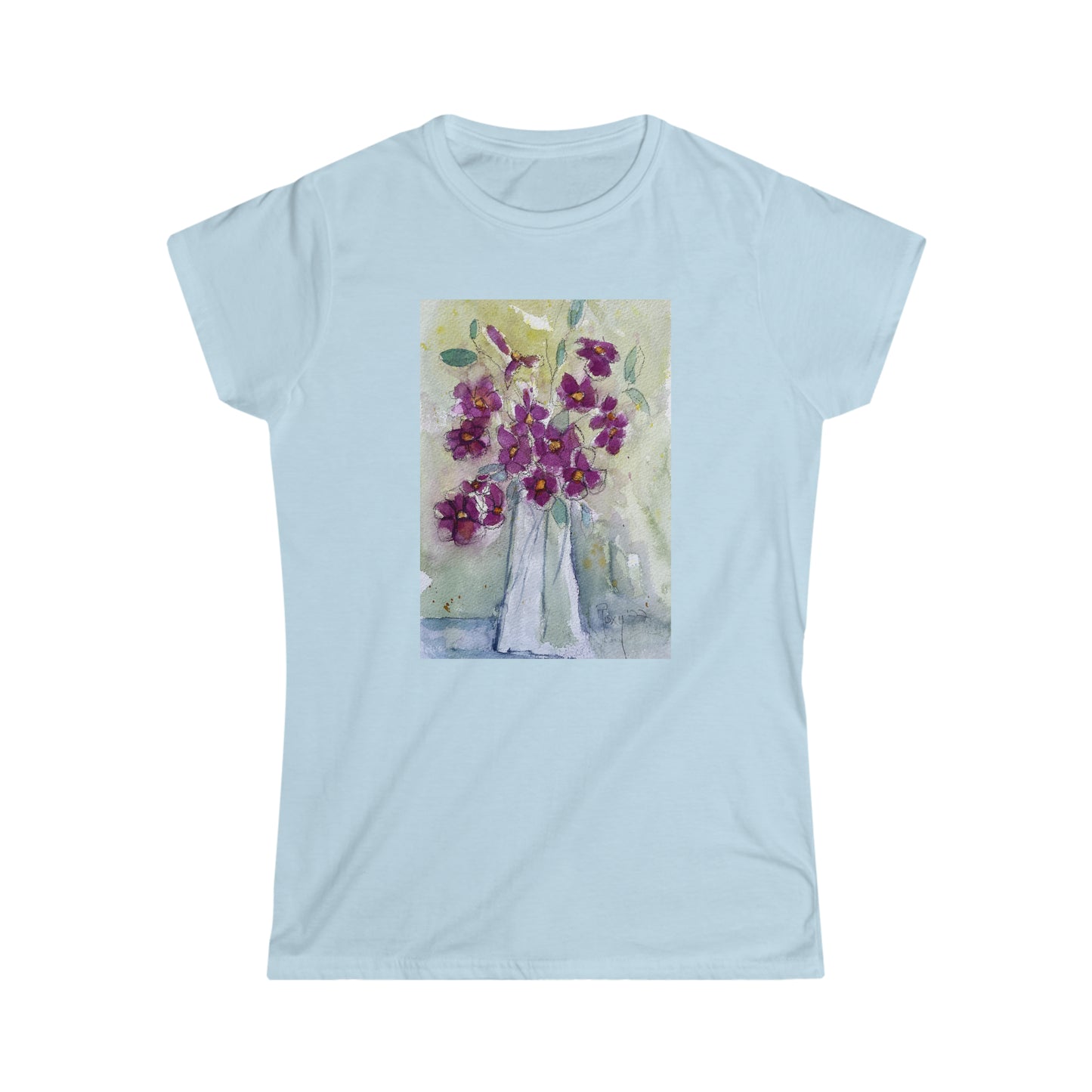 Camiseta semiajustada Softstyle Pink Wildflowers para mujer