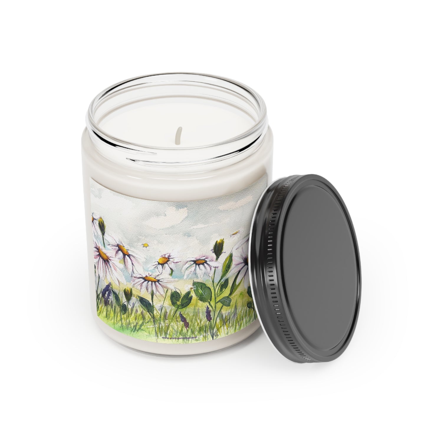 Daisy Meadow Loose Floral Watercolor Candle