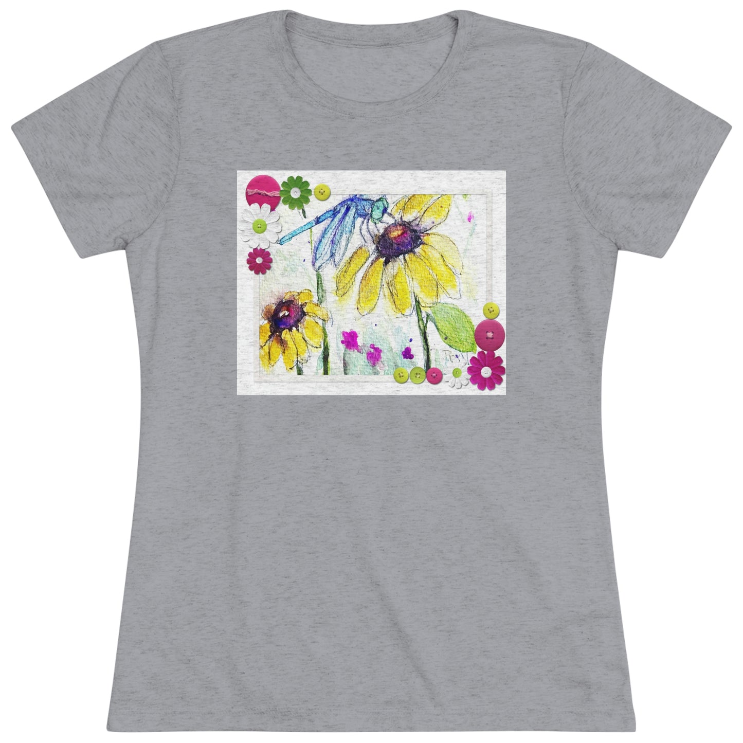 Camiseta Triblend Tee ajustada para mujer Blue Dragonfly