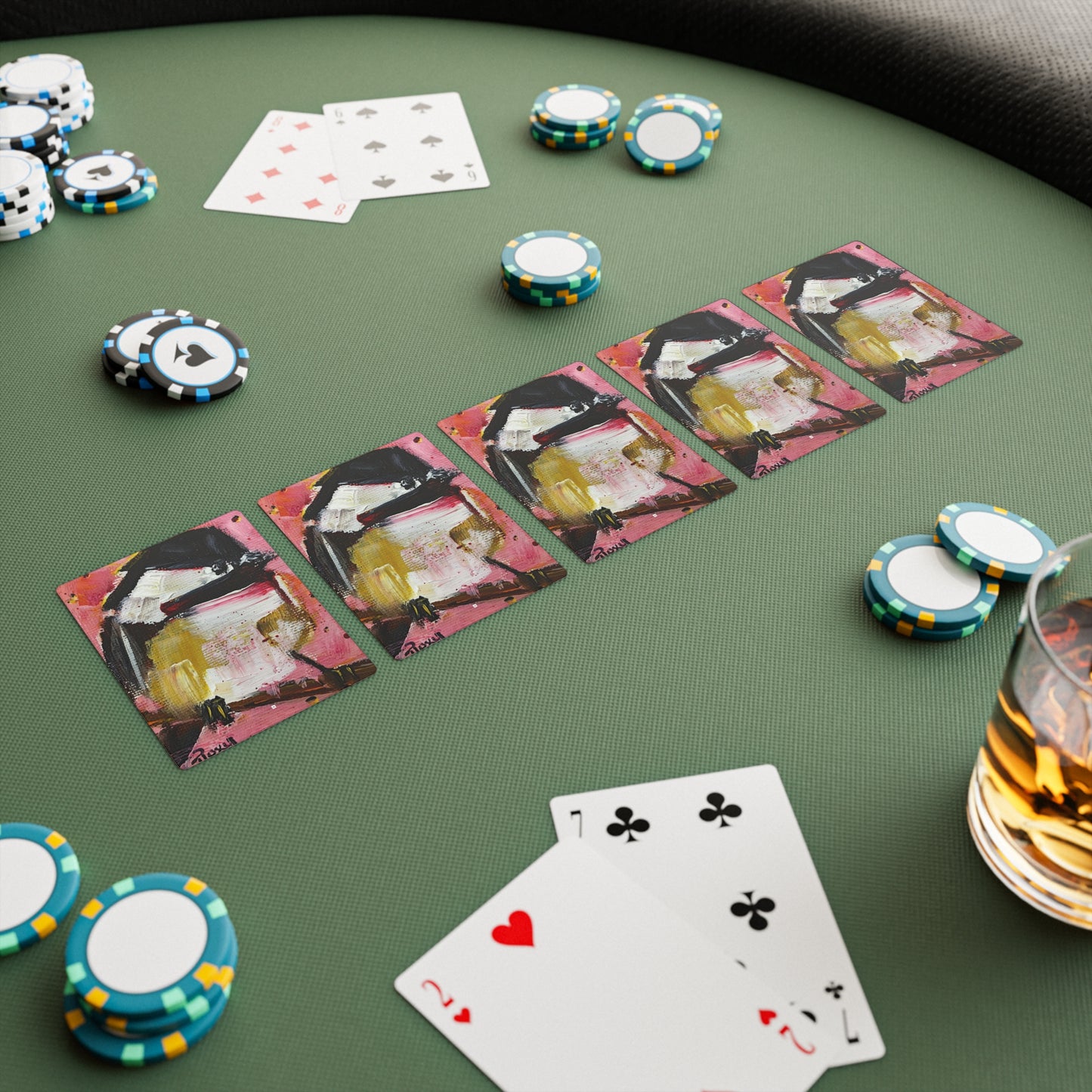 Adorables cartas de póquer/naipes Chickadee Pink