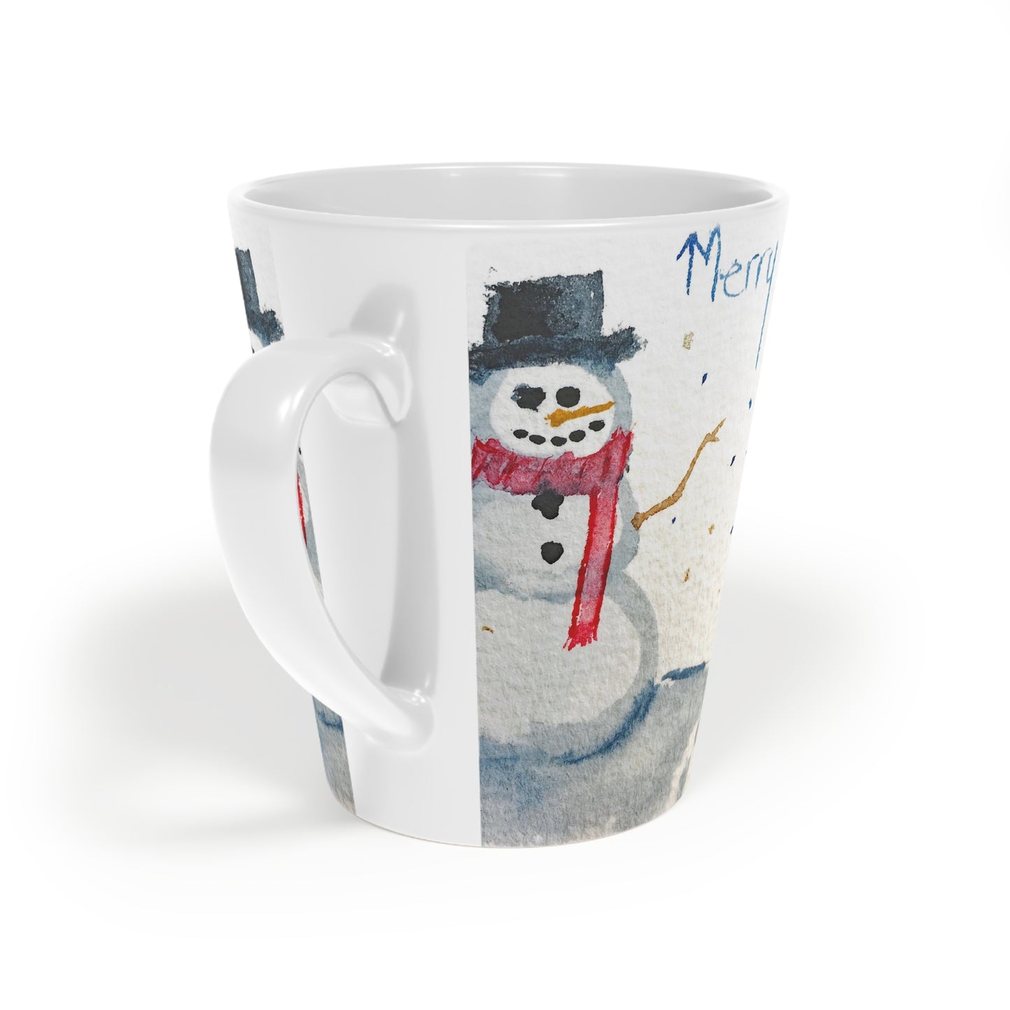Taza de café con leche Merry Snowman, 12 oz