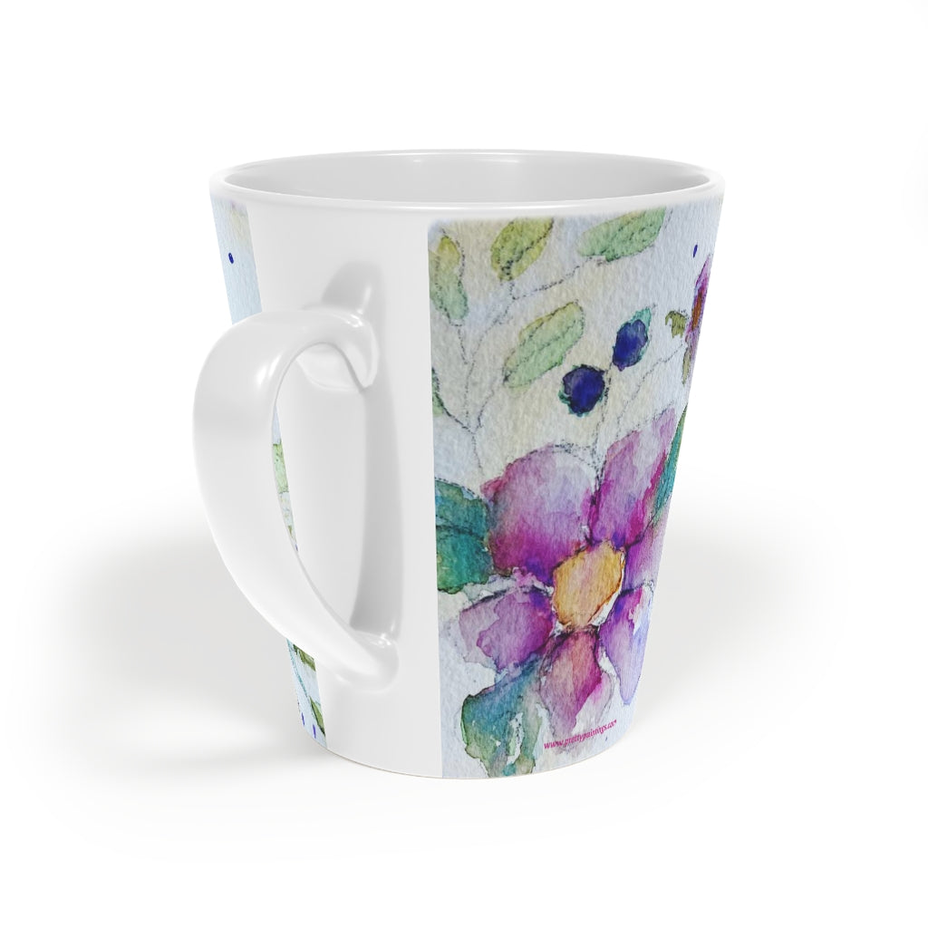 Tasse à latte avec fleurs fantaisistes et pétales, 12 oz