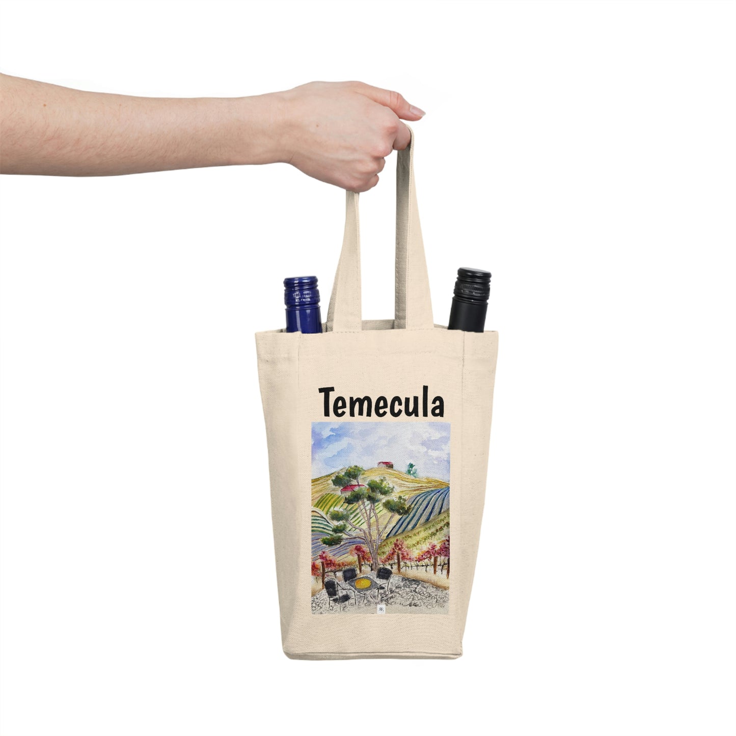 Temecula Double Wine Tote Bag featuring "View from the Patio at GBV" painting