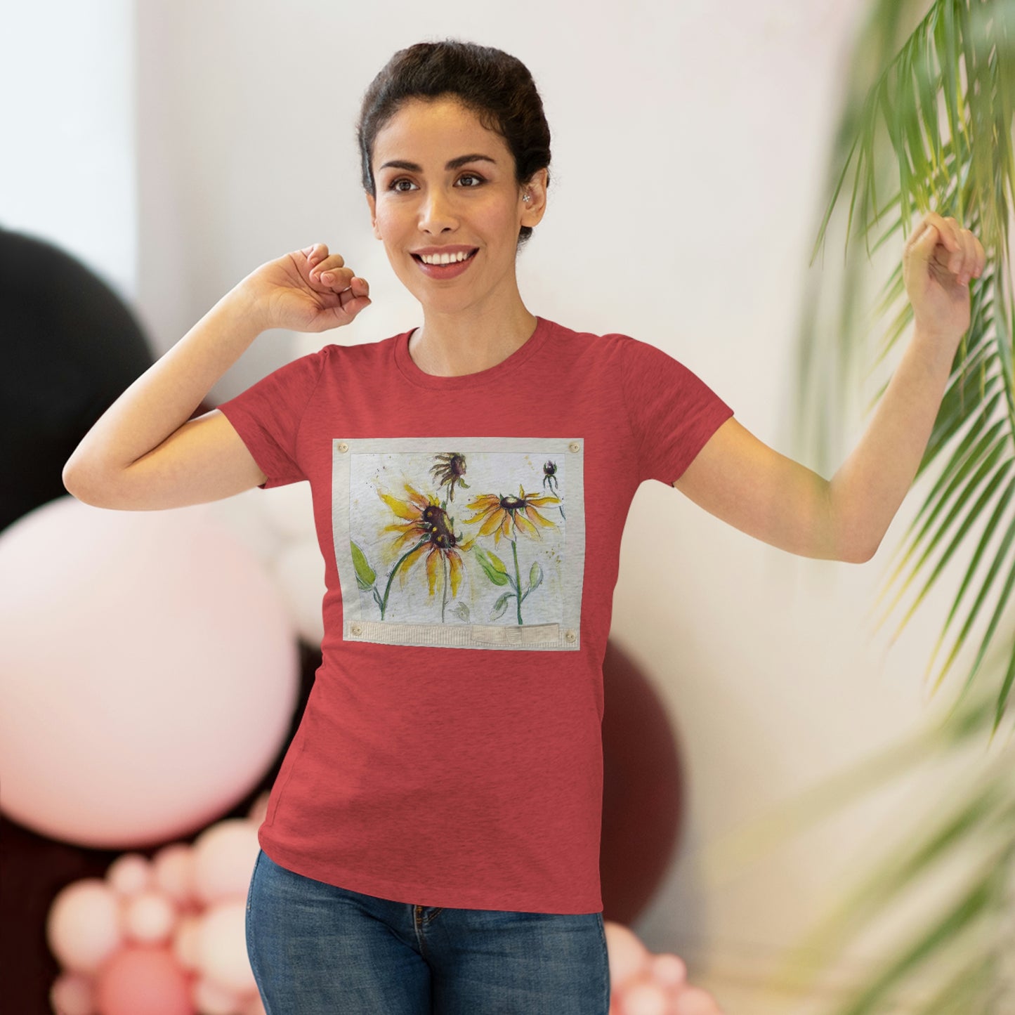 Camiseta Triblend ajustada para mujer con girasoles de otoño