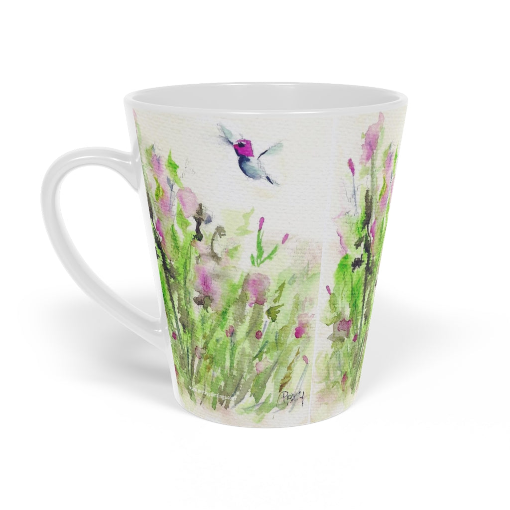 Whimsical Hummingbird Latte Mug, 12oz