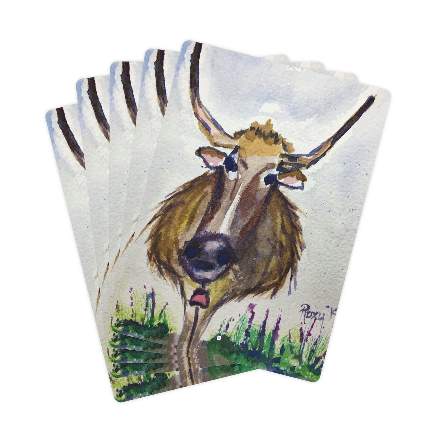 Lola Longhorn Whimsical Cow- Poker Cards/Playing Cards