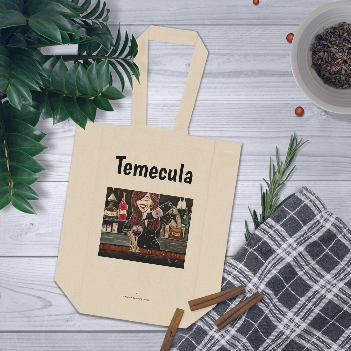 Temecula Double Wine Tote Bag featuring "Sassy Notes" painting