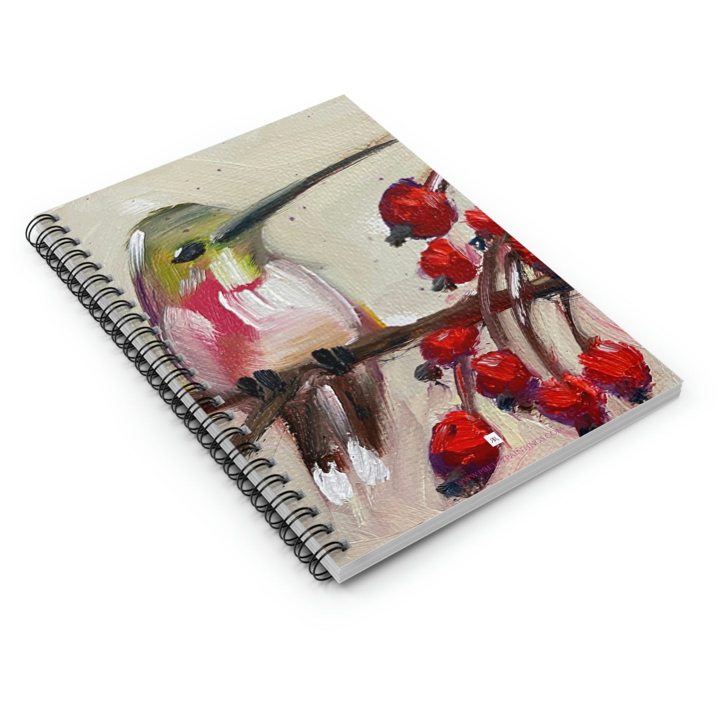 Hummingbird with Berries Spiral Notebook