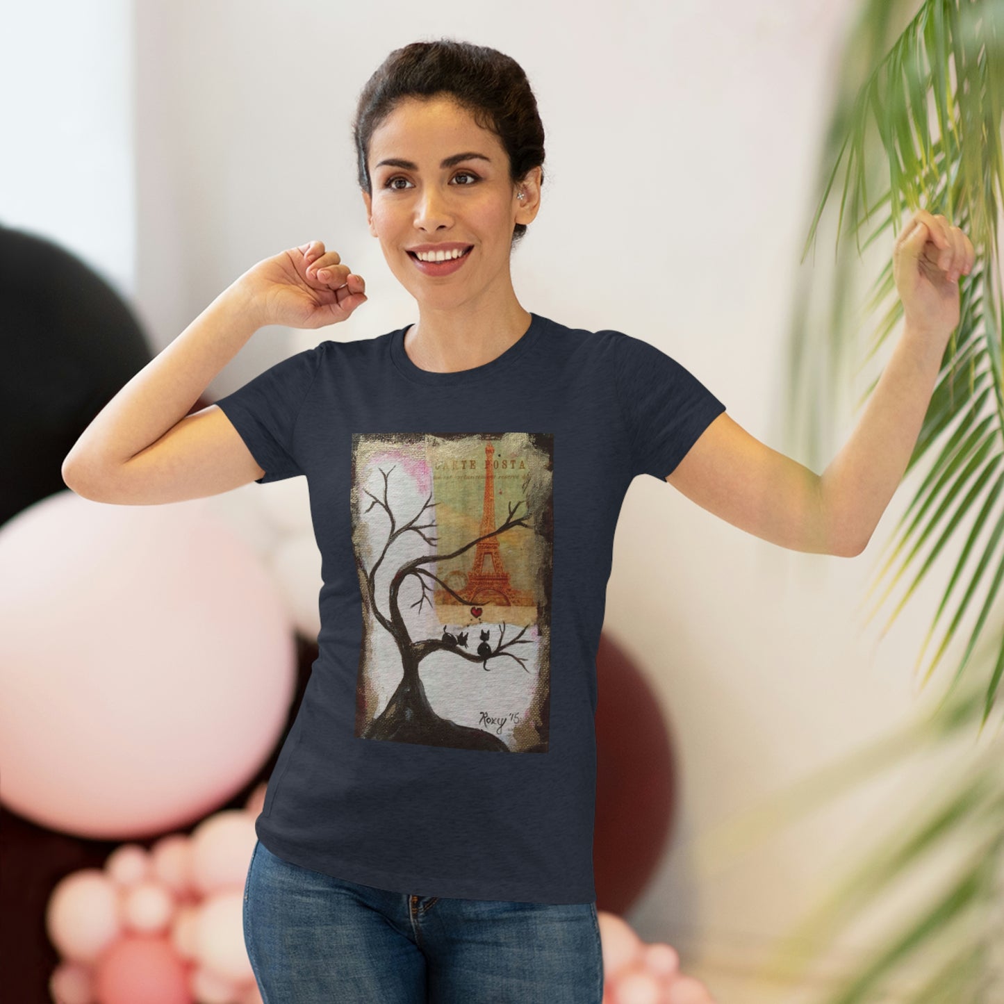 Même les chats aiment Paris Whimsical Tee-shirt Triblend ajusté pour femmes