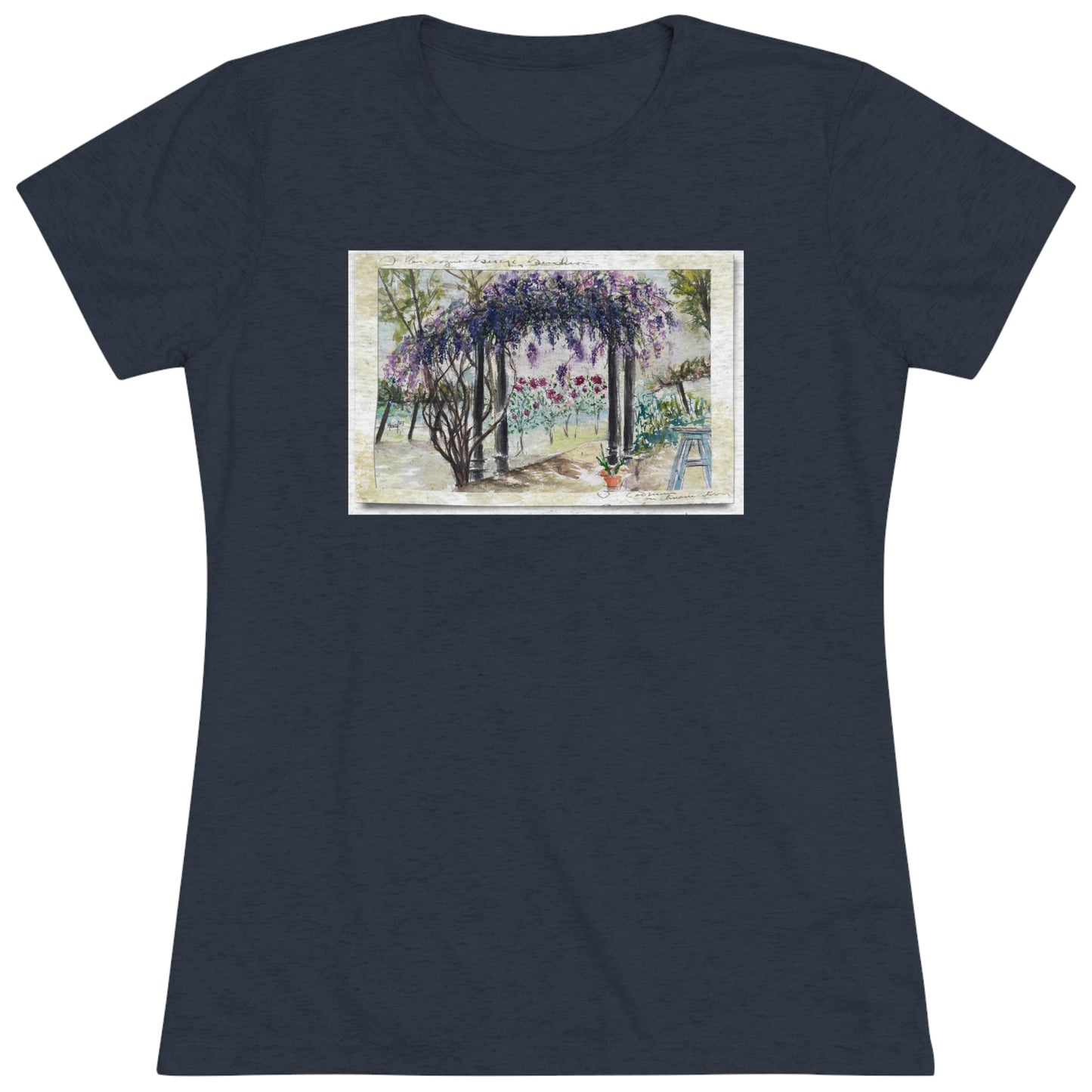 Wisteria at Somerset (cadre de carte postale vintage) Tee-shirt Triblend ajusté pour femmes