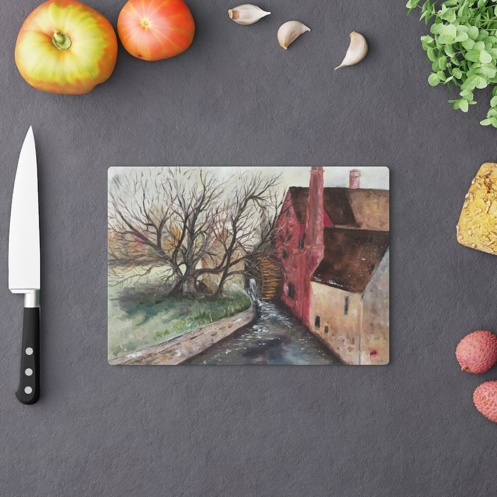 The Old Mill Costwolds  Glass Cutting Board