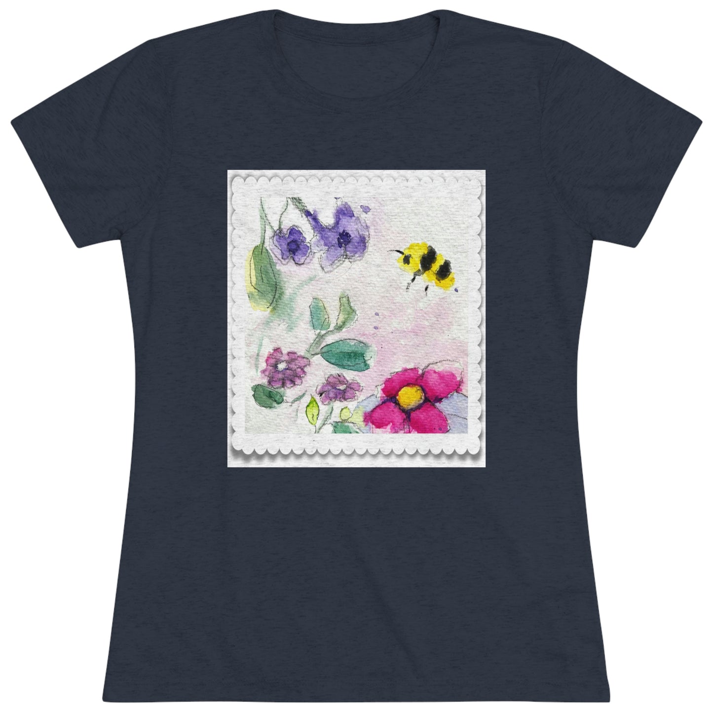 Bumble Bee in the Garden Women's fitted Triblend Tee  tee shirt