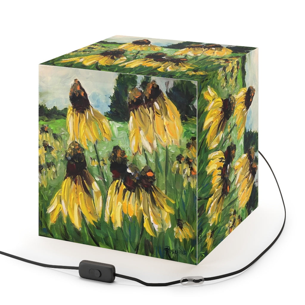 Yellow Coneflowers Cube Lamp