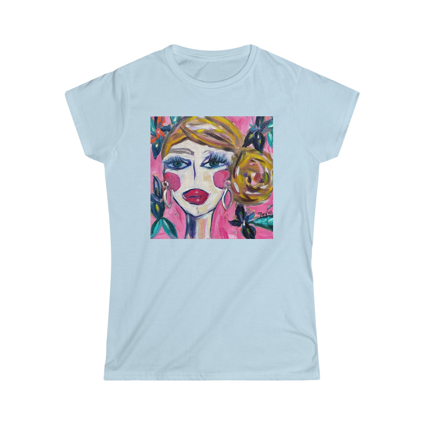 Lady with Irises Women's Softstyle  Semi-Fitted Tee