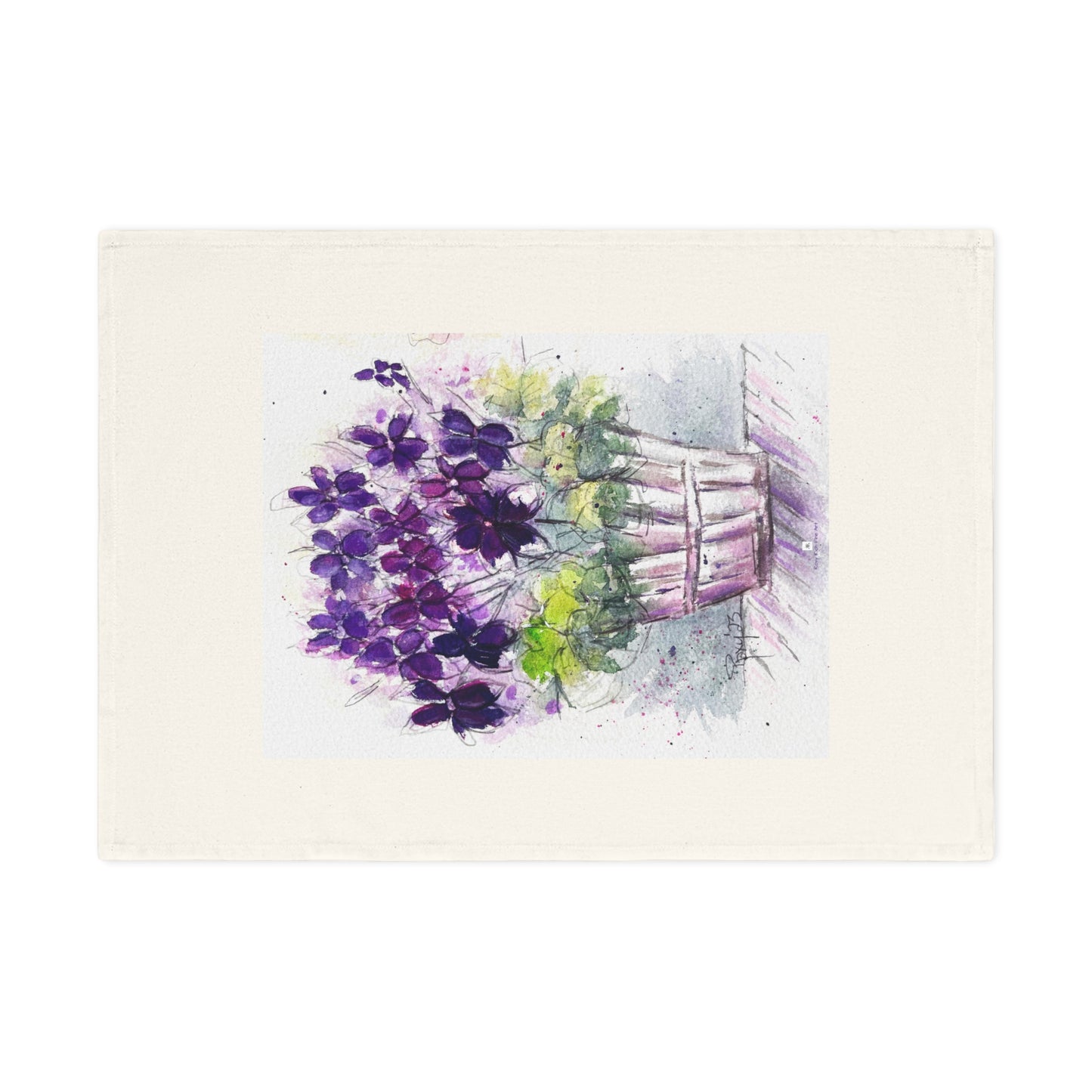 Paño de cocina de algodón orgánico vegano Purple Ivy Geraniums