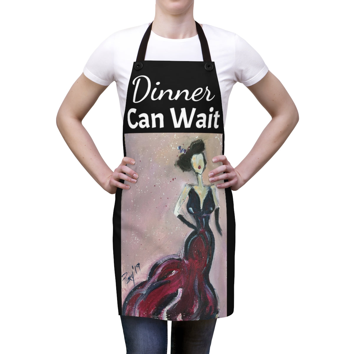 Dinner Can Wait on a Black Kitchen Apron