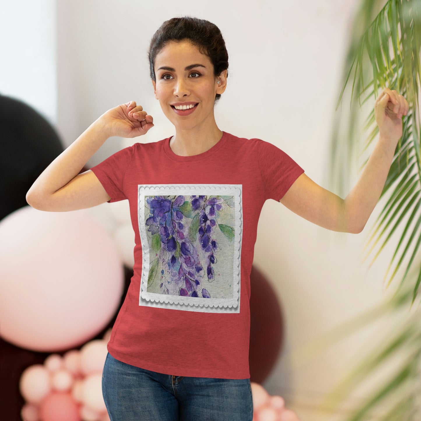 Wisteria Loose Floral Acuarela Camiseta Triblend ajustada para mujer