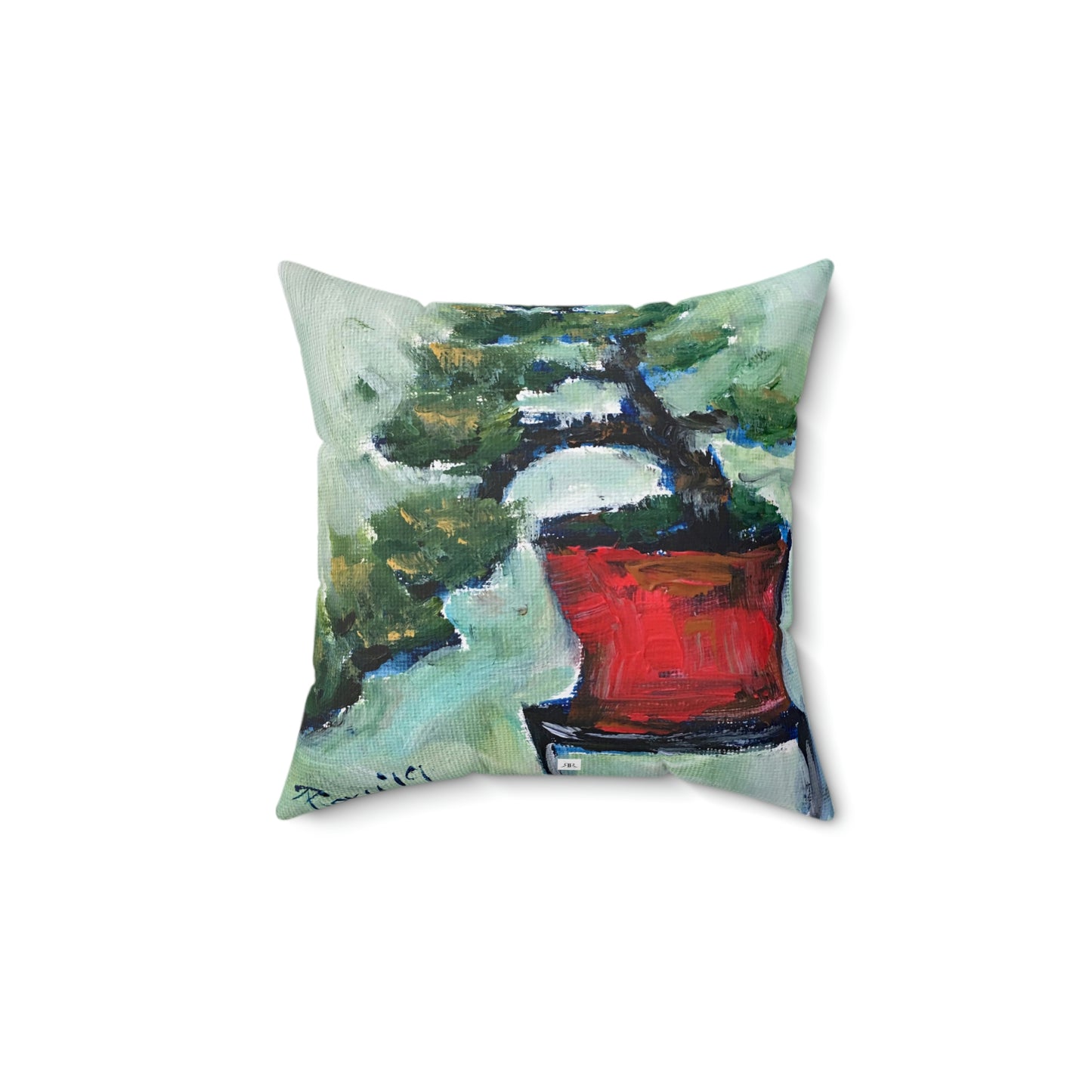 Bonsai in a Red Pot Indoor Spun Polyester Square Pillow