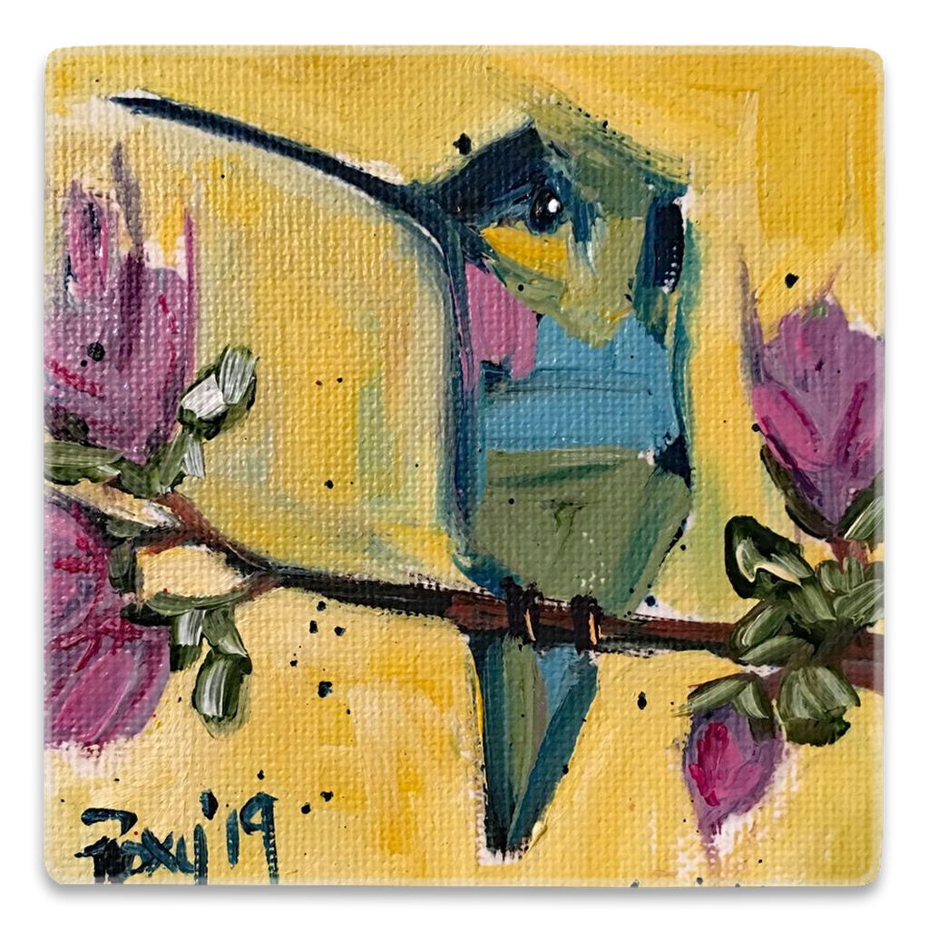 Pretty in Pink- Hummingbird Square Magnet