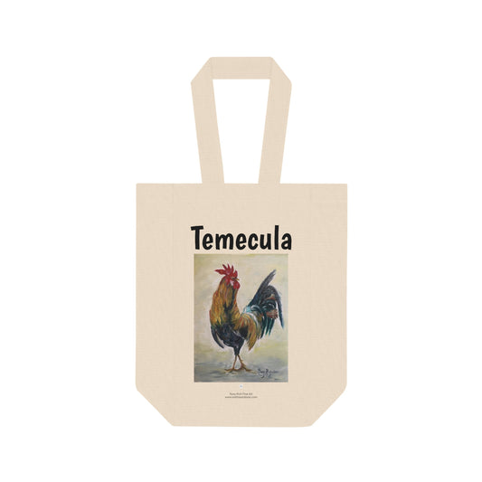 Temecula Double Wine Tote Bag featuring "Who you calling Chicken?" painting
