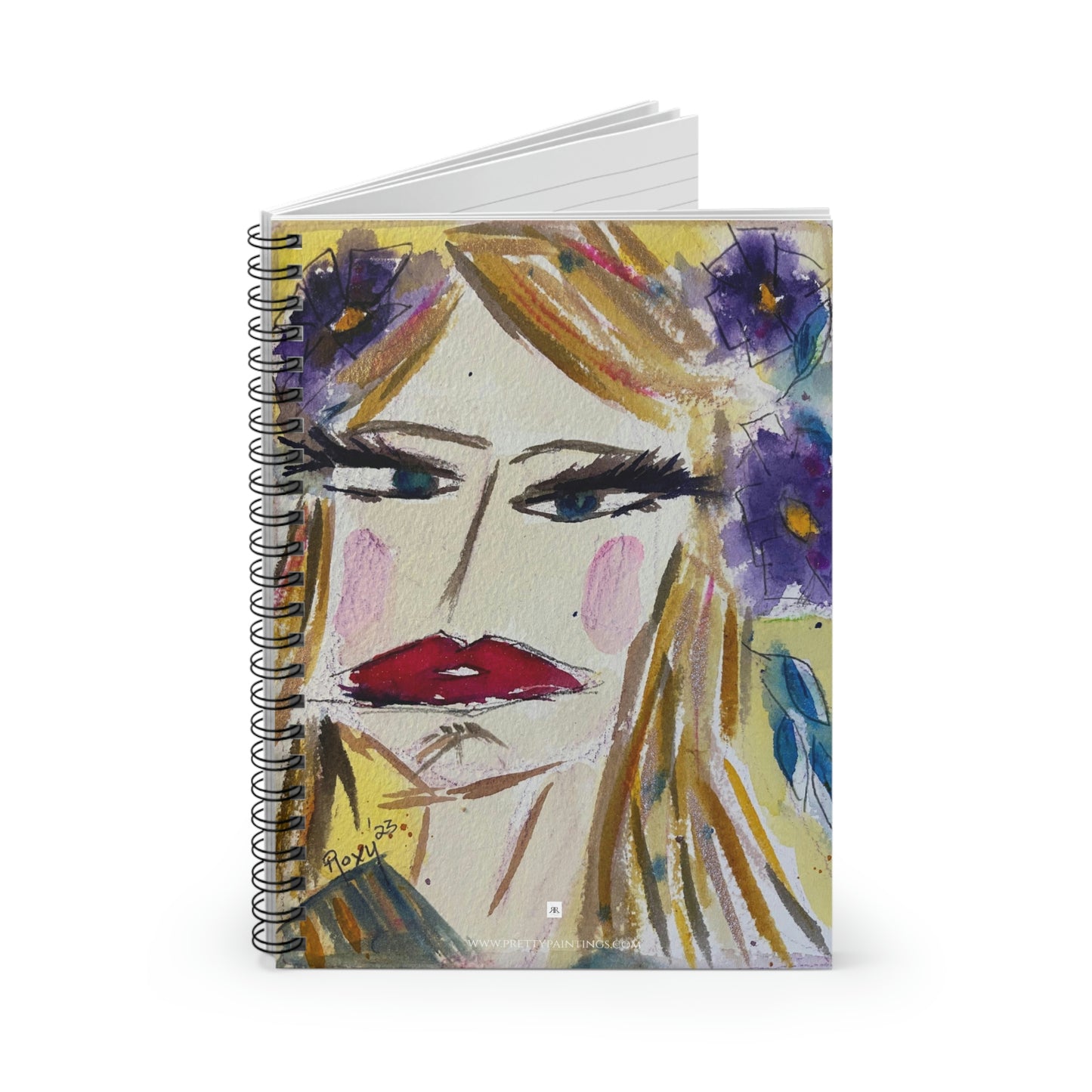 Blonde with Purple Cosmos "Whateverr "  Spiral Notebook