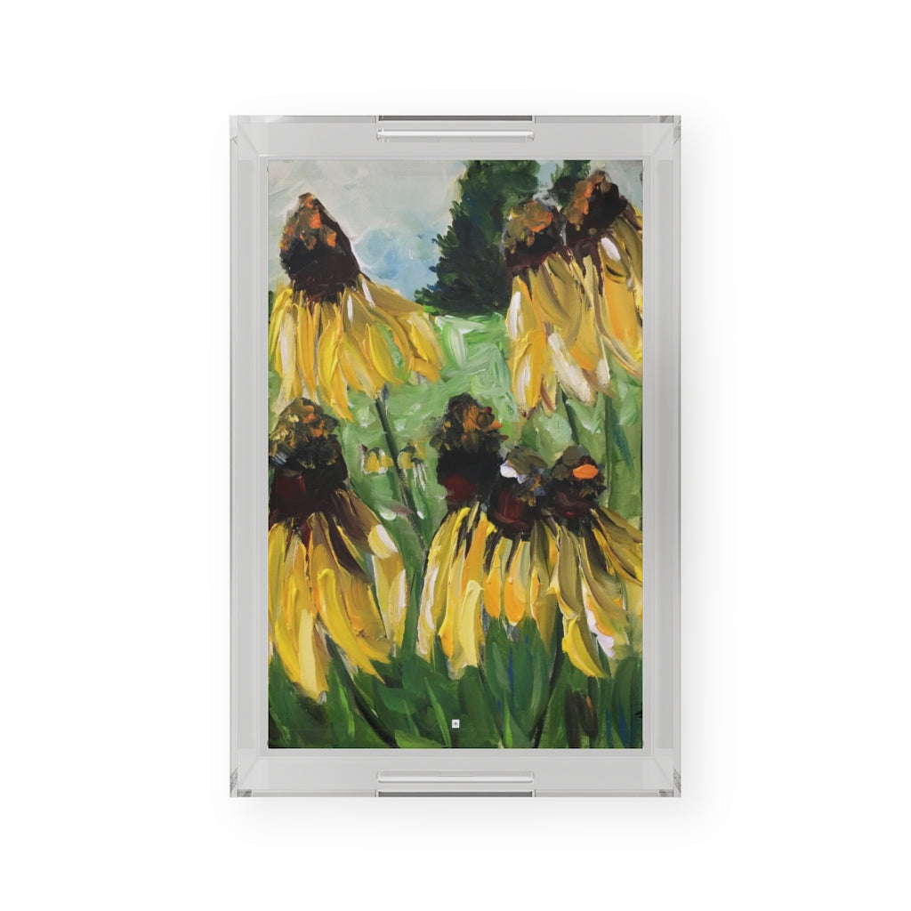 Yellow Coneflowers Acrylic Serving Tray