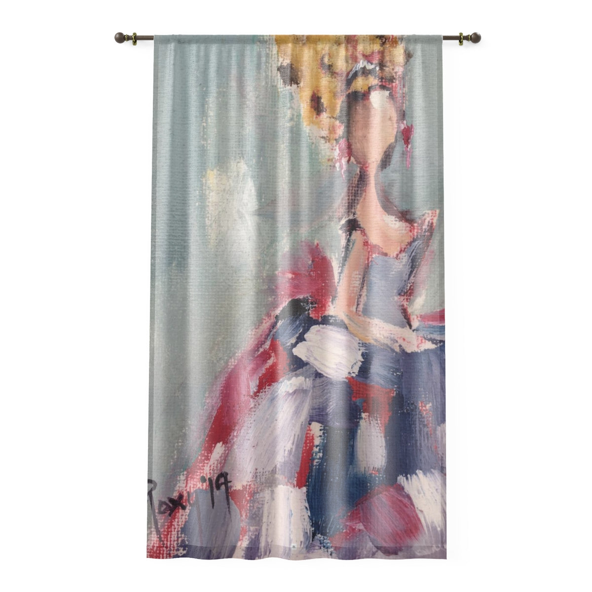 Fancy Lady in a Ball Gown  84 x 50 inch Sheer Window Curtain