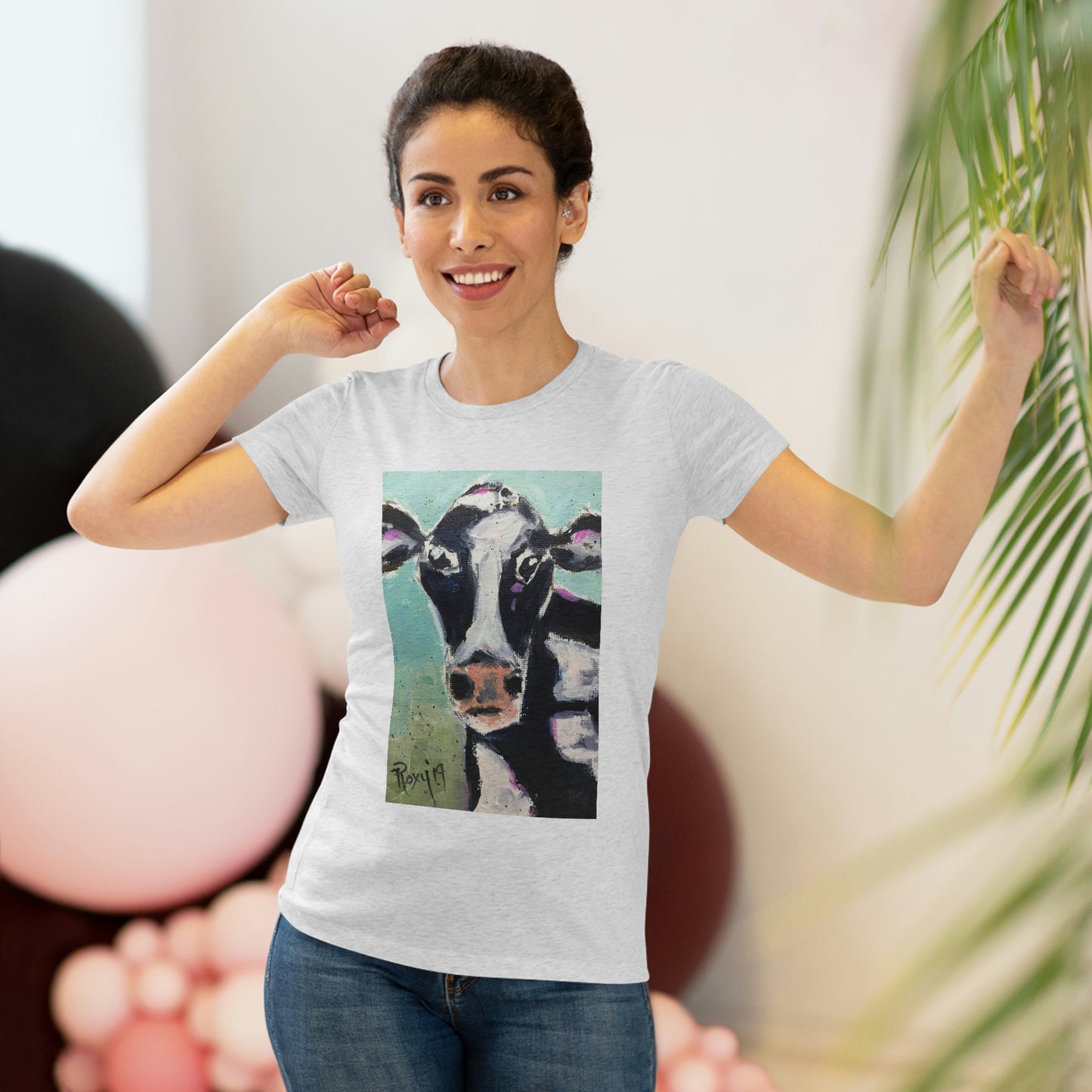 Edna Cow Tee-shirt Triblend Tee ajusté pour femmes