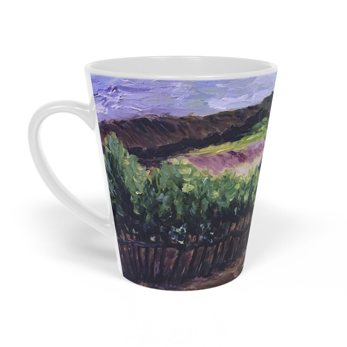 Tasse Temecula Latte, 12 oz avec peinture de vignoble « Afternoon Vines »