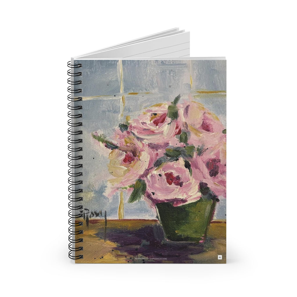"Rosas rosadas junto a la ventana" Cuaderno de espiral