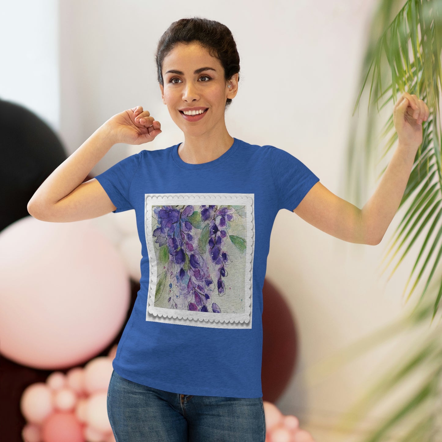 Wisteria Loose Floral Aquarelle T-shirt Triblend ajusté pour femmes