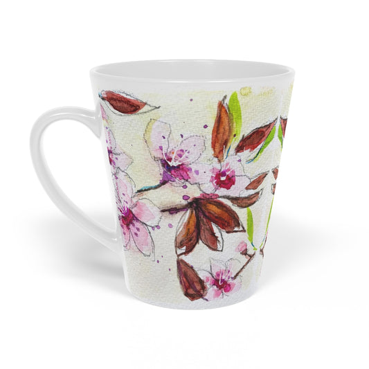 Cherry Blossoms with Dark leaves Latte Mug, 12oz